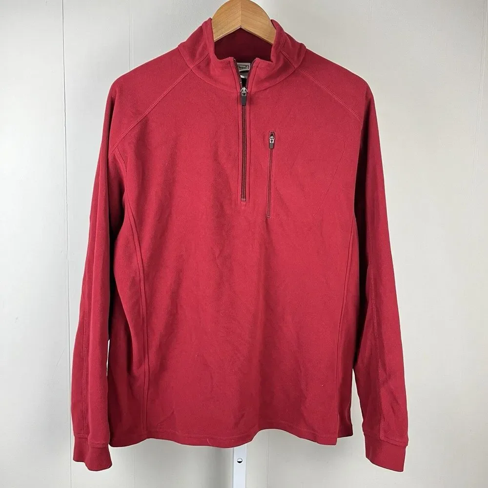 L.L. Bean Fleece 1/4 Zip Pullover Jacket Dark Red Lightweight Soft‎ Mens Medium